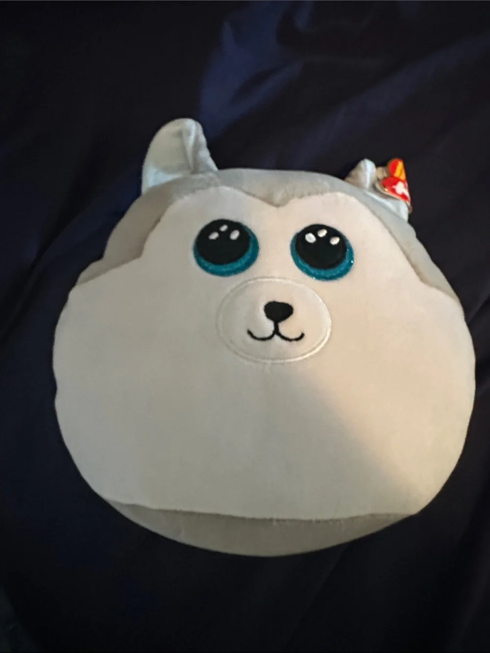 Ty Plush Husky Pillow - Gray and Teal Eyes